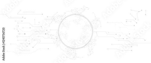 Abstract Technology Background with Gears and Circuit Elements