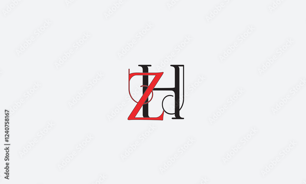 ZH, HZ, Z, H Abstract Letters Logo Monogram ZH, HZ, Z, H Abstract Letters Logo Monogram