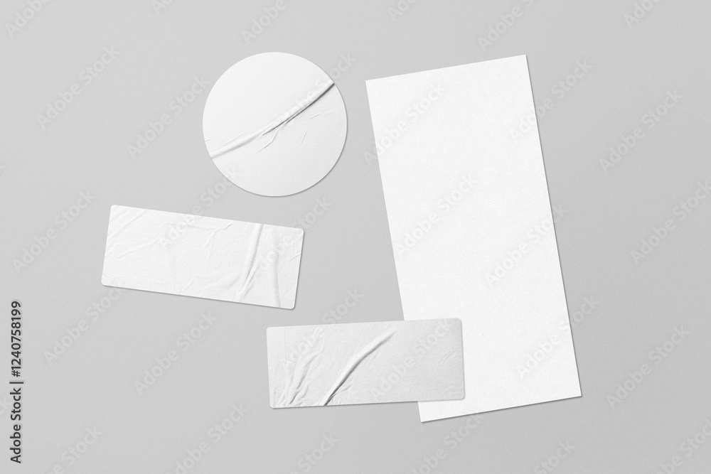 Fototapeta premium DL Paper and Sticker Mockup