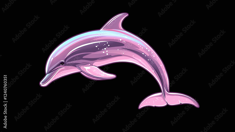 Naklejka premium Majestic Pink Dolphin Leaping in the Ocean