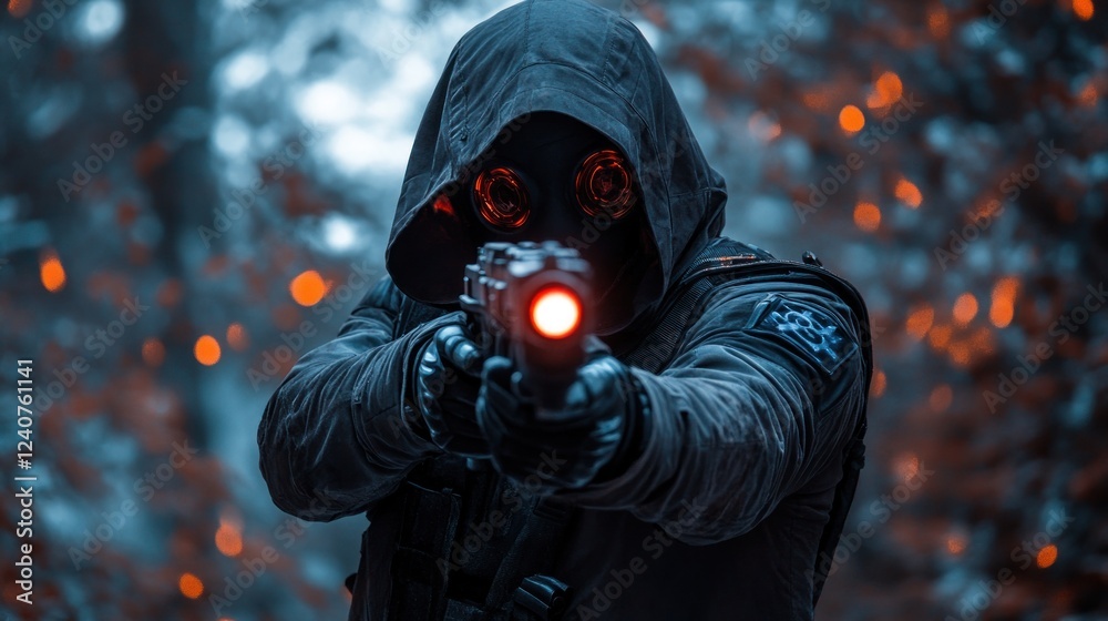 Naklejka premium Tactical Ops: Urban Warfare Soldier in the Forest
