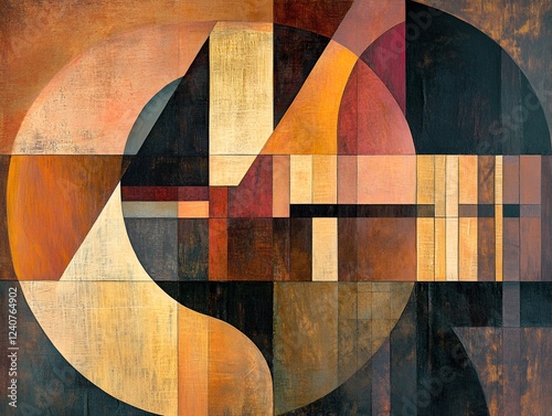 A jazz album cover with abstract geometric shapes, smooth textures, and rich, warm colors