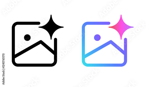 generate image AI photo generator artificial intelligence icon symbol of generative button icon outline and gradient set collection