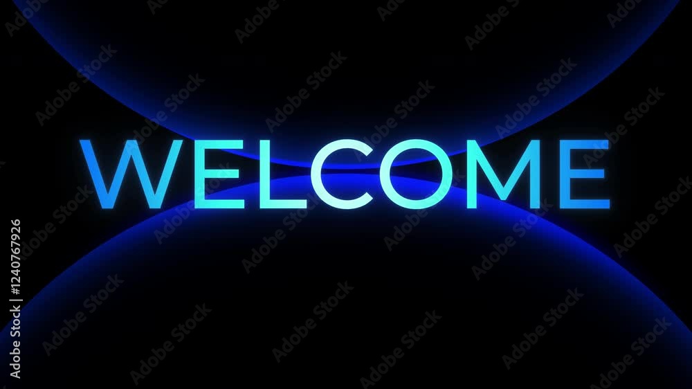 Animated Welcome text background. Luxury and elegant opening intro. Futuristic glowing text