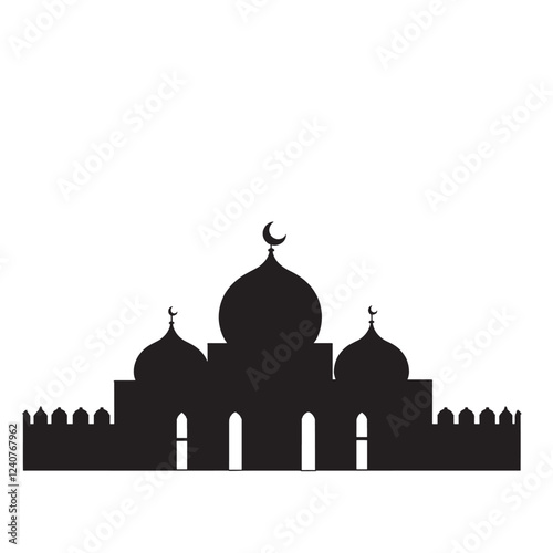 silhouette of mosque vector on white background, 
