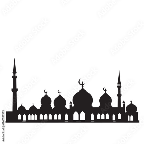 silhouette of mosque vector on white background, 
