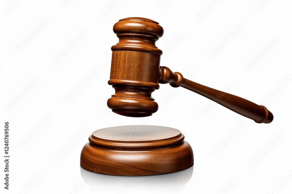 Isolated Wooden Gavel on White Background Symbolizing Justice, Law, Courtroom, and Legal Proceedings in a Professional Setting Isolated Wooden Gavel on White Background Symbolizing Justice, Law, Courtroom, and Legal Proceedings in a Professional Setting