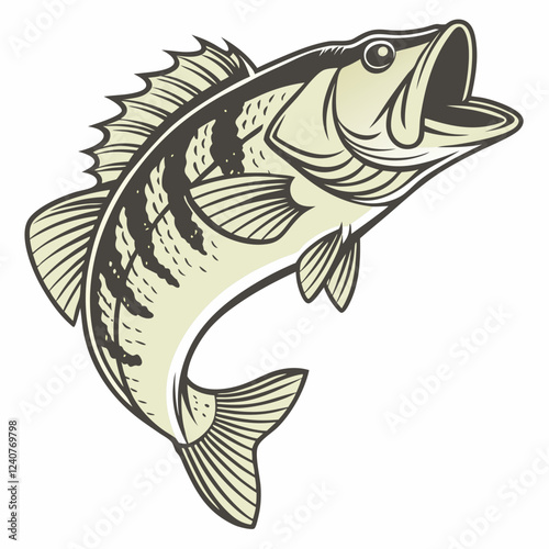 Tableau sur toile bass fish isolated on white background