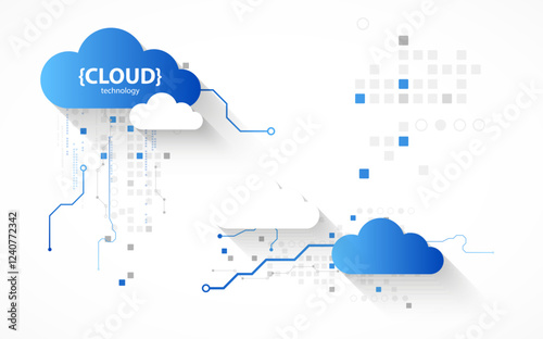 Cloud storage technology. Integrated digital web concept background.