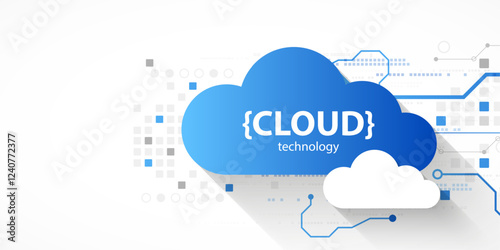 Cloud storage technology. Integrated digital web concept background.