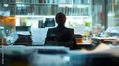 Professional legal workspace for an equal employment opportunity lawyer showcasing sharp focus on diversity policies legal memos and case files while the lawyer remains softly blurred