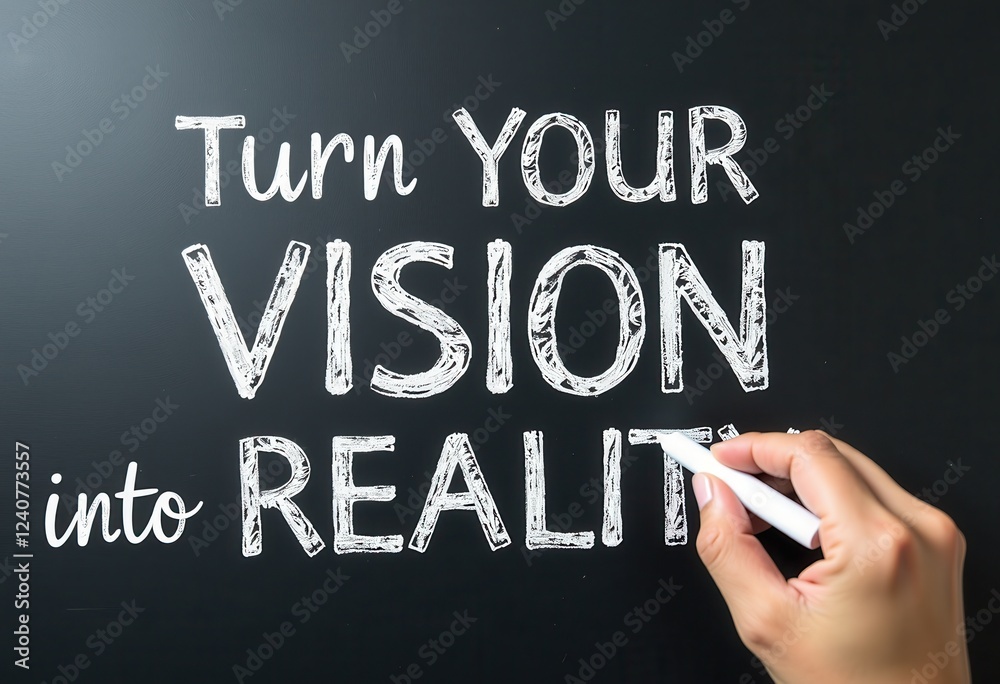 Write Your Vision to Life: White Marker Against Blackboard Motivational quotes best for wall art or print Write Your Vision to Life: White Marker Against Blackboard Motivational quotes best for wall art or print