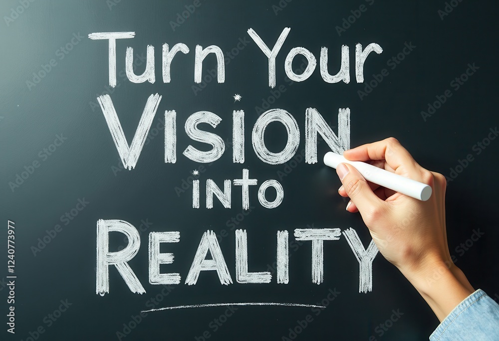 Transform Your Vision: Writing Turn Your Vision into Reality on a Blackboard Motivational quotes best for wall art or print Transform Your Vision: Writing Turn Your Vision into Reality on a Blackboard Motivational quotes best for wall art or print