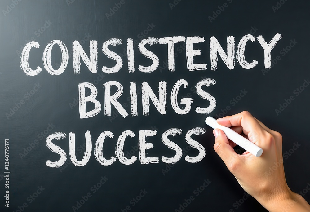 Consistency Brings Success: A Handwriting Masterpiece on a Blackboard Motivational quotes best for wall art or print Consistency Brings Success: A Handwriting Masterpiece on a Blackboard Motivational quotes best for wall art or print