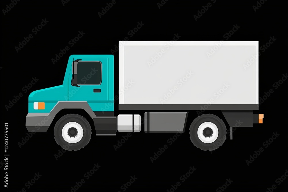 Teal and White Box Truck - Modern Commercial Vehicle Design Teal and White Box Truck - Modern Commercial Vehicle Design