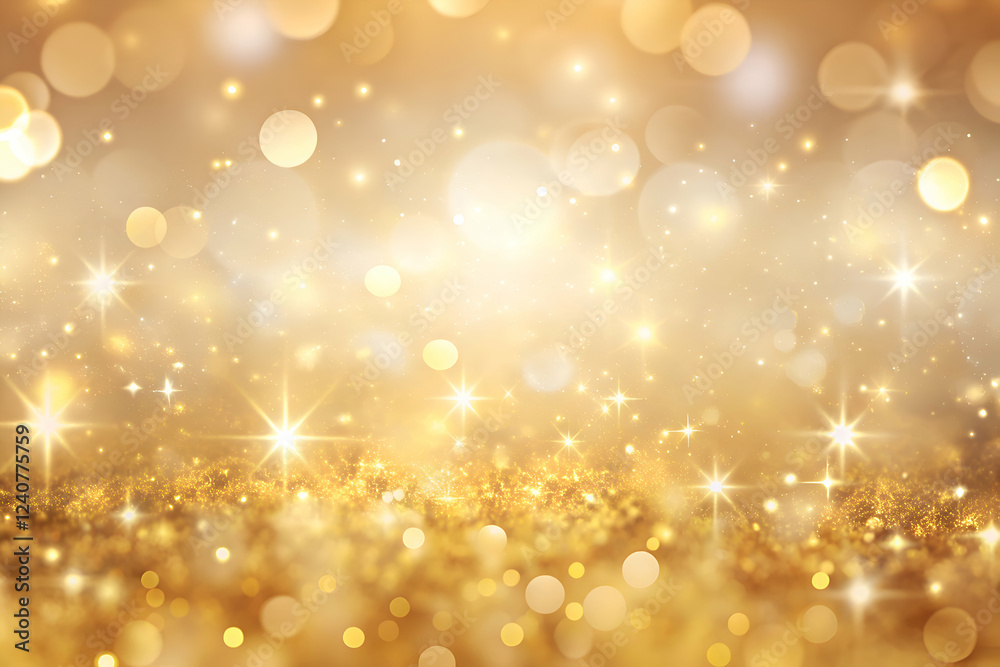 Sparkling Golden Bokeh Background. Festive and Abstract Sparkling Golden Bokeh Background. Festive and Abstract