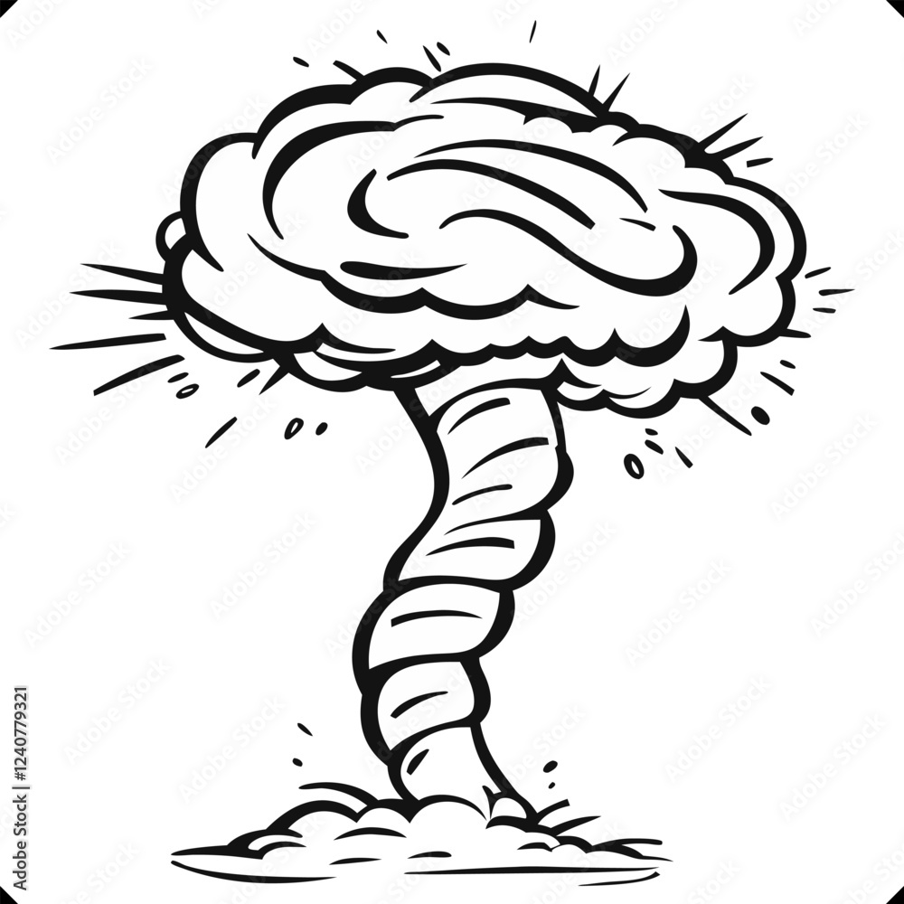 Obraz premium Flat vector illustration of black tornado on the white background. Vector EPS 10