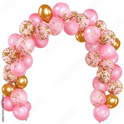 Festive Pink and Gold Balloon Arch for Celebrations and Events