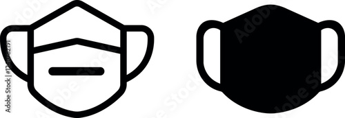 "Protective Medical Mask Vector Icon Set for Health & Safety Designs"