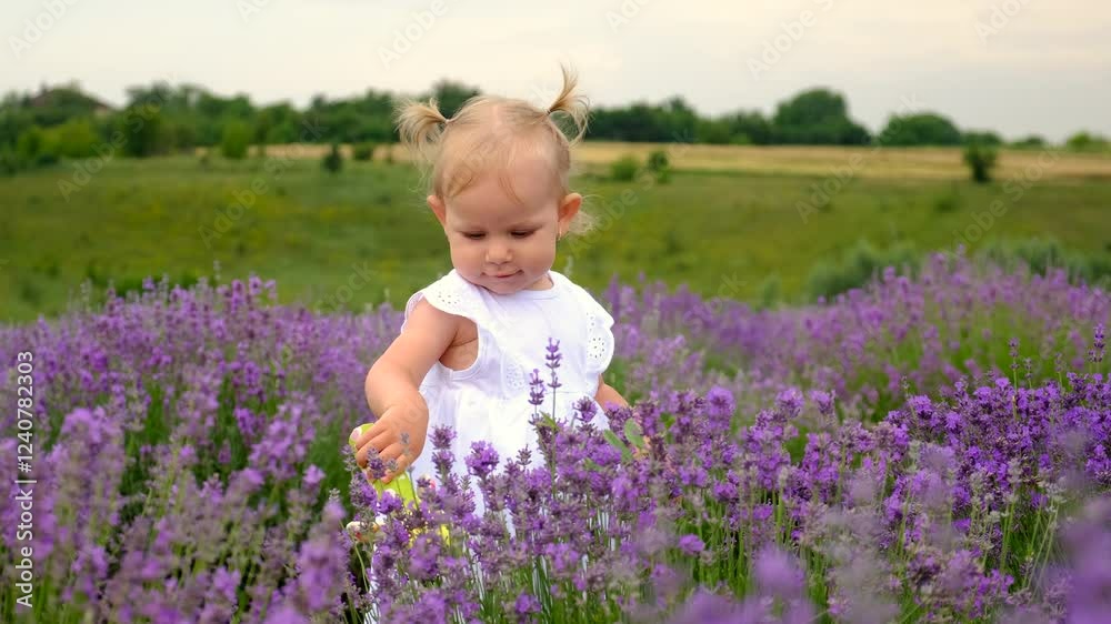 Child in a lavender field. Selective focus. Child in a lavender field. Selective focus.