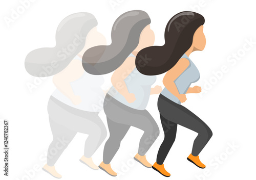 Fat girls before and after running become shapely and more beautiful.