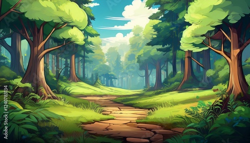 anime cartoon style woodland forest background banner generated ai generated ai