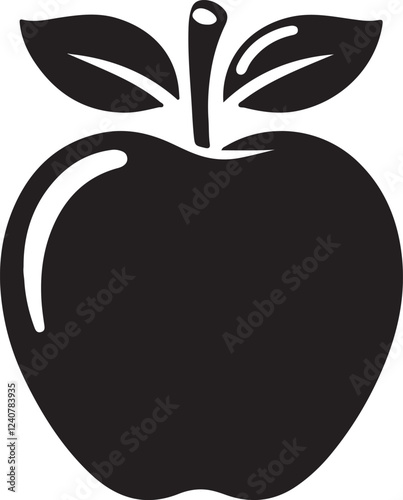 Apple silhouette vector art illustration. Apple vector icon.