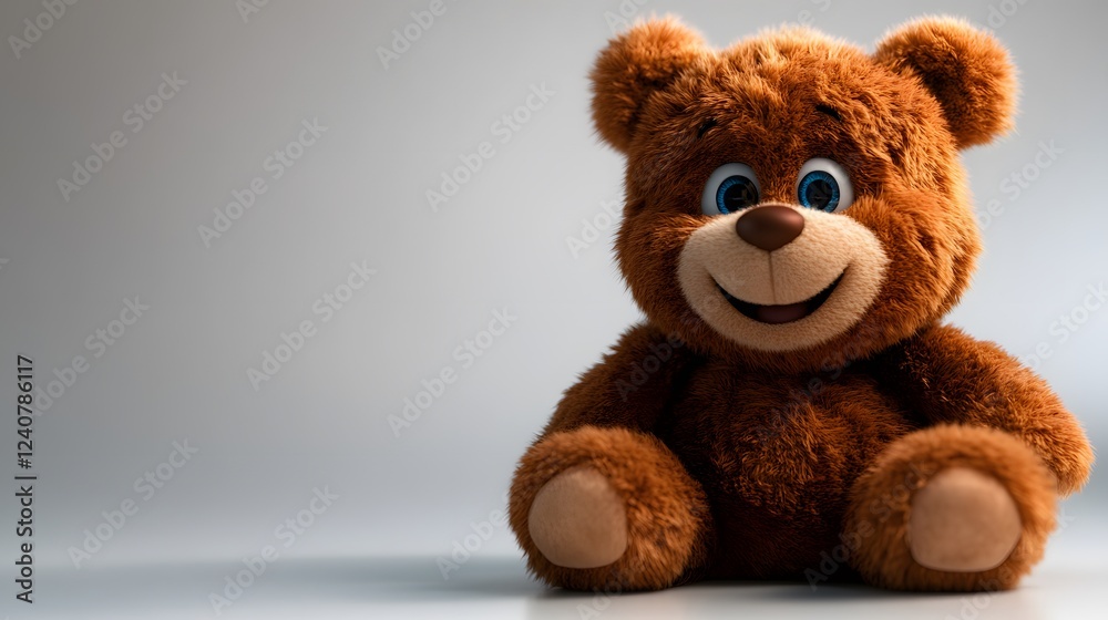 Fototapeta premium 3D bear cartoon, on a clean smooth white background screen
