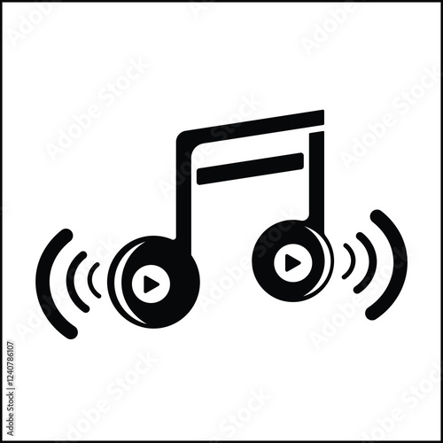 Vector design of silhouette illustration of musical notes in black and white color. suitable for logo, icon, poster, advertisement, banner, company, t-shirt design, sticker, website.