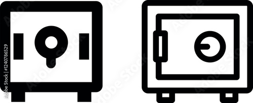 "Secure Safe Box Vector Icon Set for Protection & Security"