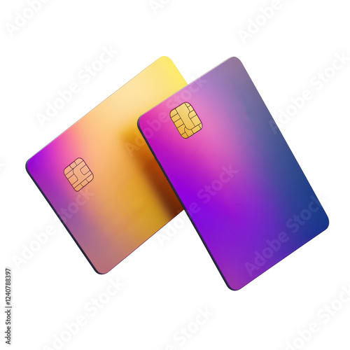 Isolated Duo of Colorful Abstract Credit Cards