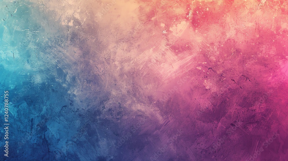 Fototapeta premium An abstract, colorful, and textured background with a gradient of blue, pink, orange, and yellow.