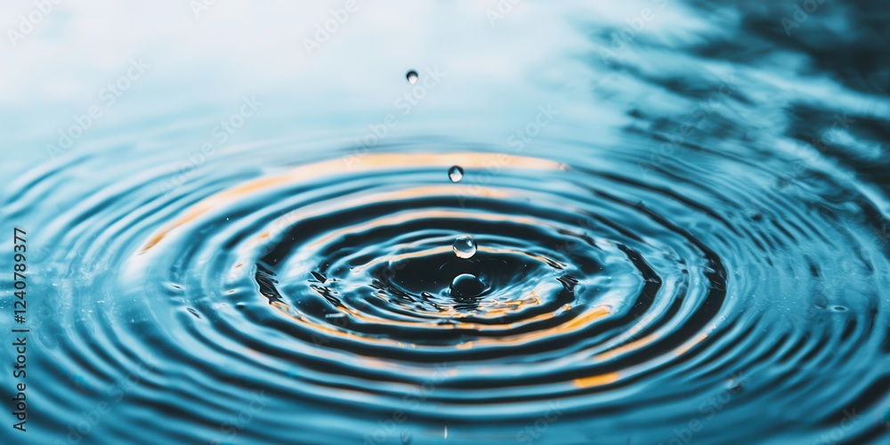 World water day with awareness and supply idea. Water droplet creating ripples on a serene surface. World water day with awareness and supply idea. Water droplet creating ripples on a serene surface.