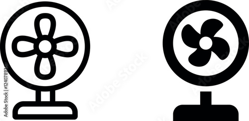 Table Fan Vector Icon Set – Stylish and Functional Air Circulation Illustrations