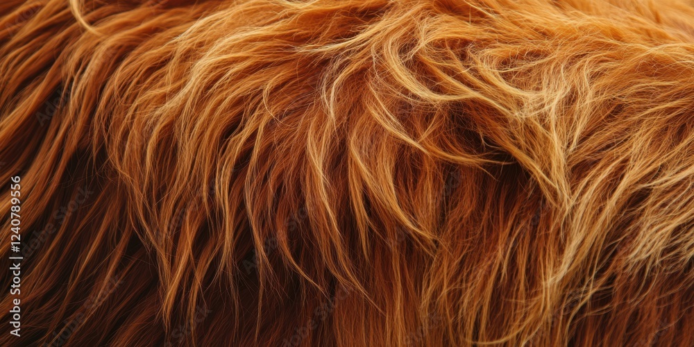 Naklejka premium A detailed shot of the thick, shaggy coat of a Highland cow