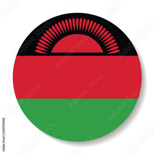 Free Download Flag of Malawi. Flag icon. Standard color. Circle icon flag. 3d illustration. Computer illustration. Digital illustration. Vector illustration. - GFXLoad