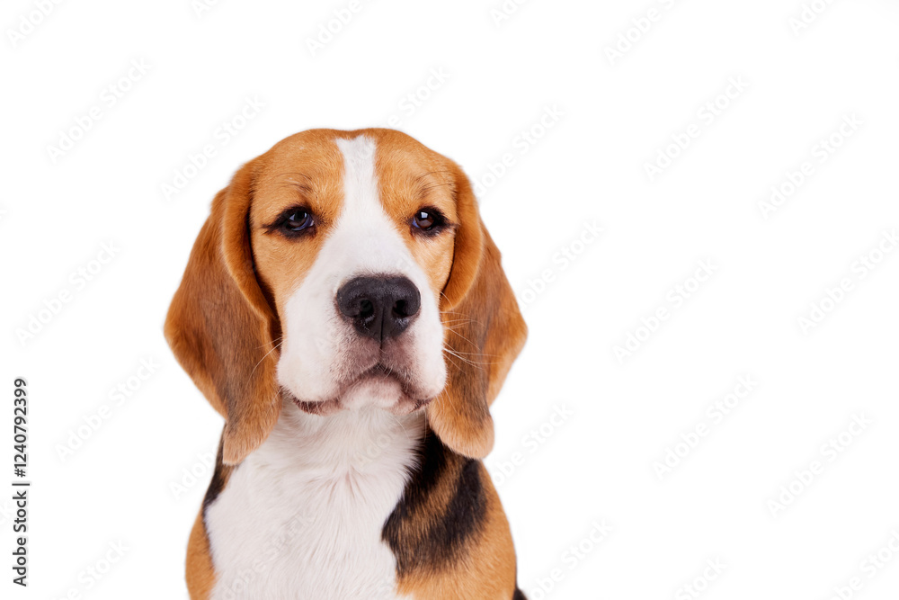 Portrait of a beagle dog on white isolated background. Copy space. Portrait of a beagle dog on white isolated background. Copy space.