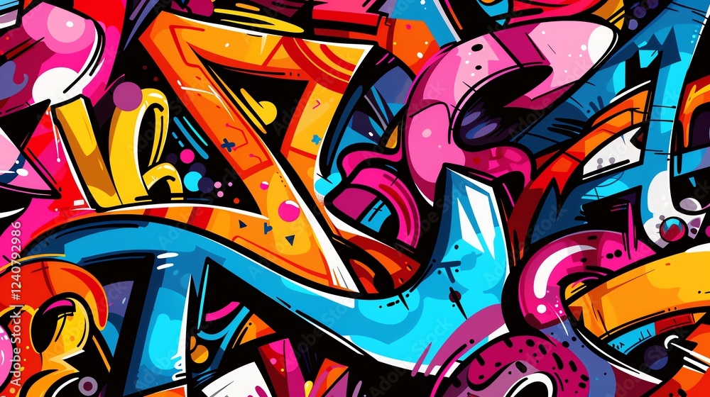 Obraz premium A colorful and abstract graffiti pattern.