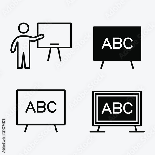Chalkboard Icon for Educational Use. Blackboard Icon vector. Blackboard or Whiteboard Icon for Education. Teaching Board Icon.