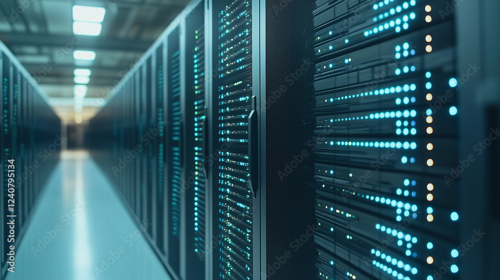 Server Room Network Infrastructure: A mesmerizing glimpse into the heart of digital connectivity, rows of server racks pulsate with blue light. Server Room Network Infrastructure: A mesmerizing glimpse into the heart of digital connectivity, rows of server racks pulsate with blue light.