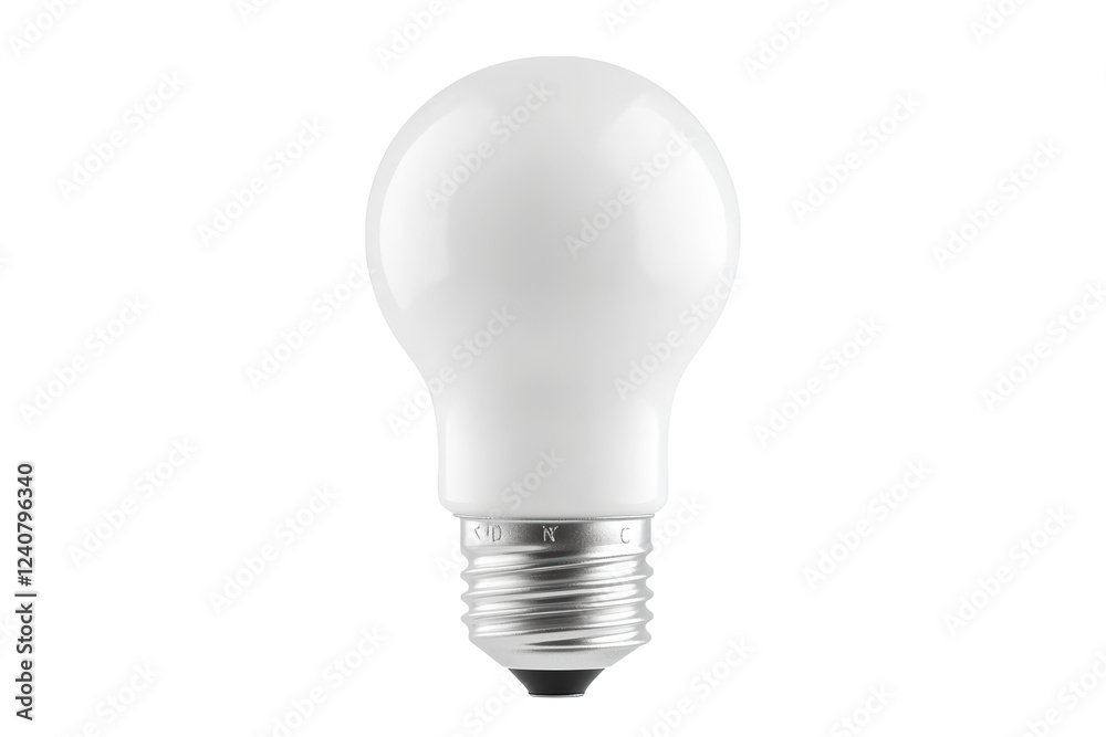 Isolated Frosted White Light Bulb with Silver Base Isolated Frosted White Light Bulb with Silver Base
