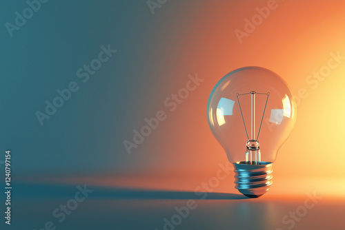 light bulb on blue orange background