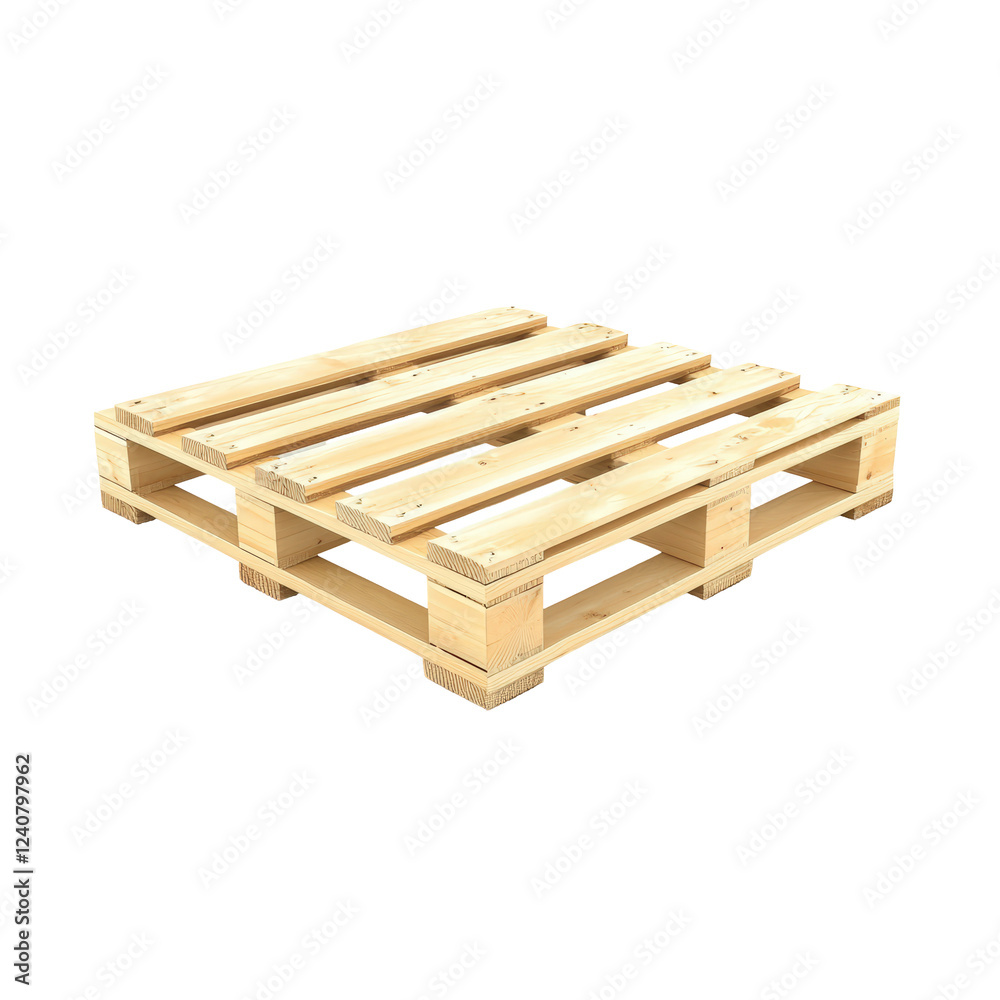 Isolated Wooden Pallet for Logistics and Storage