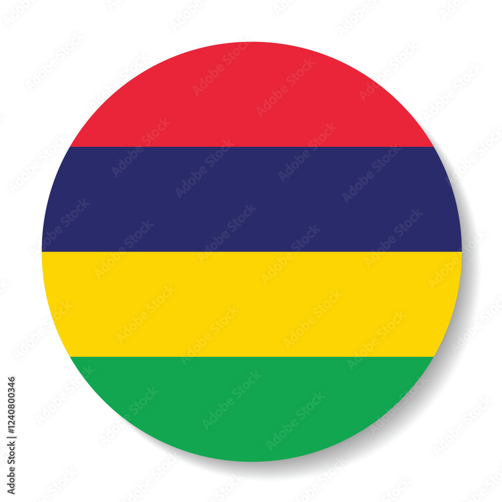 Flag of Mauritius. Flag icon. Standard color. Circle icon flag. Computer illustration. Digital illustration. Vector illustration. Flag of Mauritius. Flag icon. Standard color. Circle icon flag. Computer illustration. Digital illustration. Vector illustration.