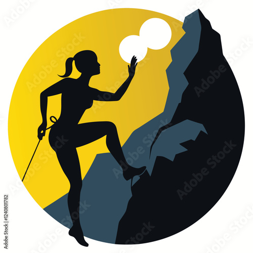 women mountain climbing  vector