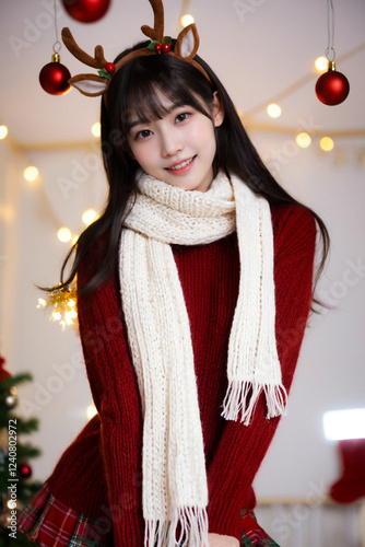 christmas vibe asian girl photo