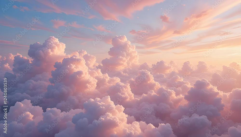 A breathtaking view of pastel-hued clouds at sunset.