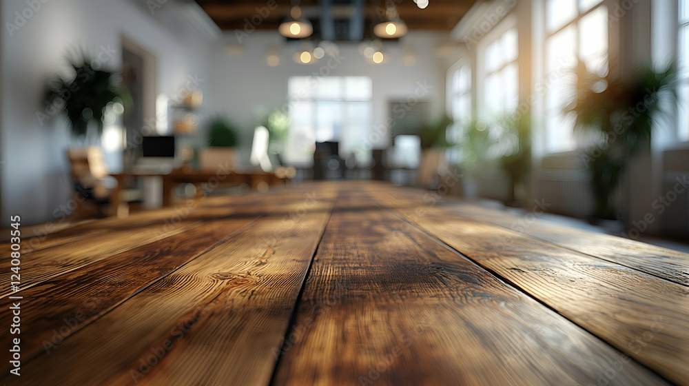 Rustic Wooden Tabletop Dark Brown Office Desk, Blurred Background for Modern Workspace. Rustic Wooden Tabletop Dark Brown Office Desk, Blurred Background for Modern Workspace.