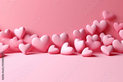 Romantic Pink Hearts on Soft Background for Valentine's Day Greeting Card Celebration and Love Expression Ideas