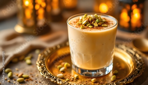 Creamy Turkish Salep Drink with Pistachios and Cinnamon